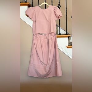 Two pieces set cute pink blouse and skirt korean S M brand new
